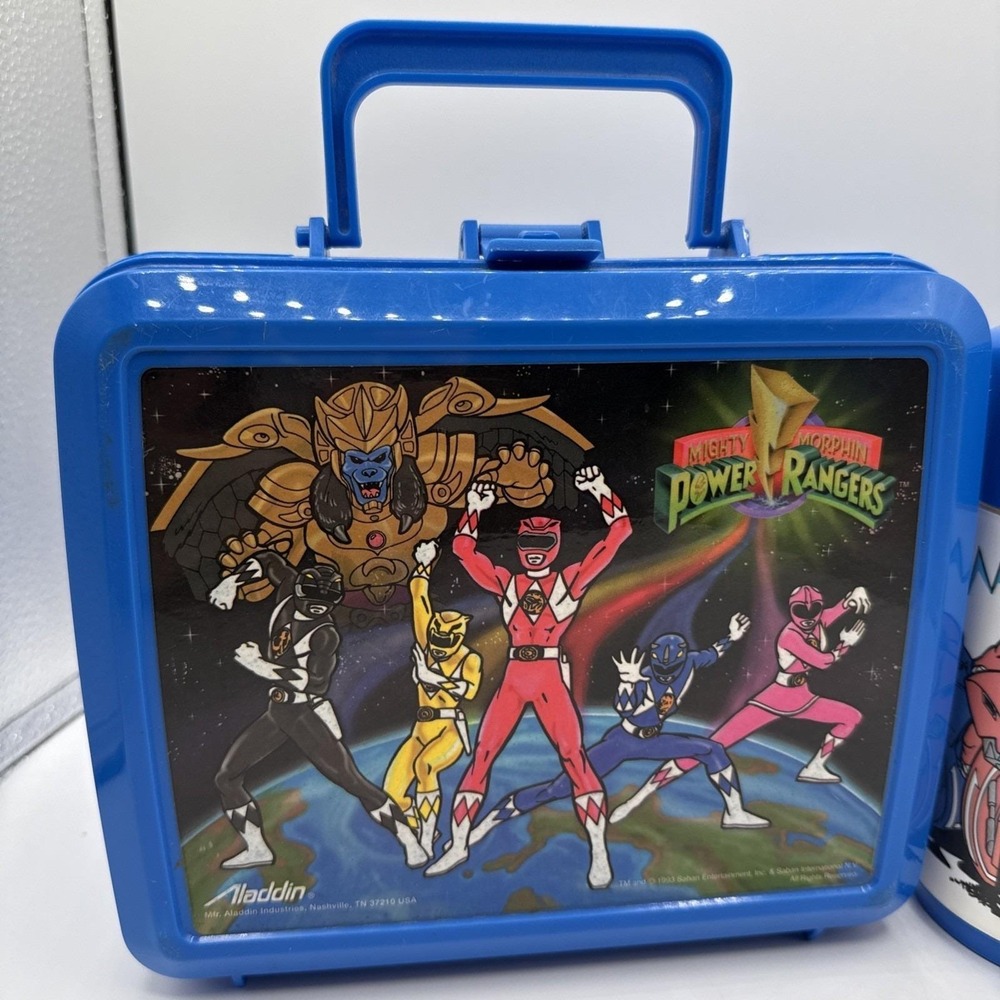 MIGHTY MORPHIN POWER RANGERS Vintage 1993 Lunch Box and Thermos Plastic Aladdin - Picture 2 of 14